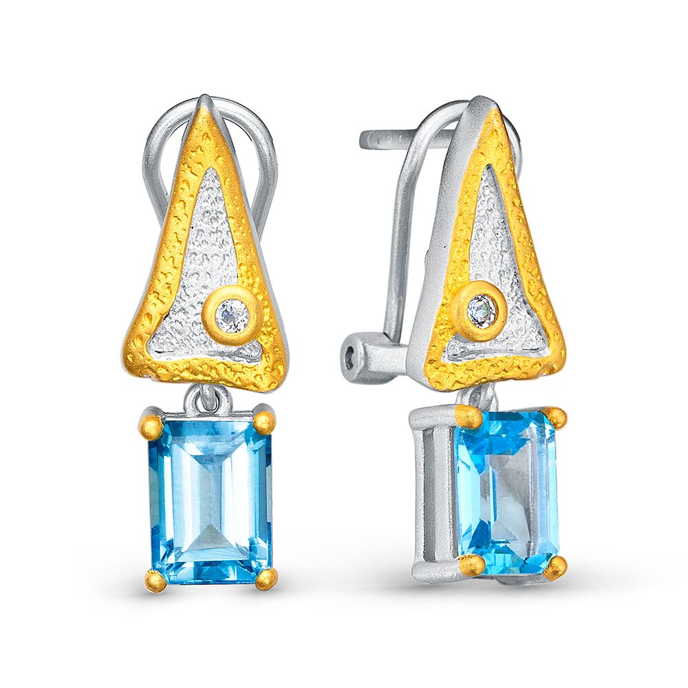 Серьги из серебра 925 пробы с топазами