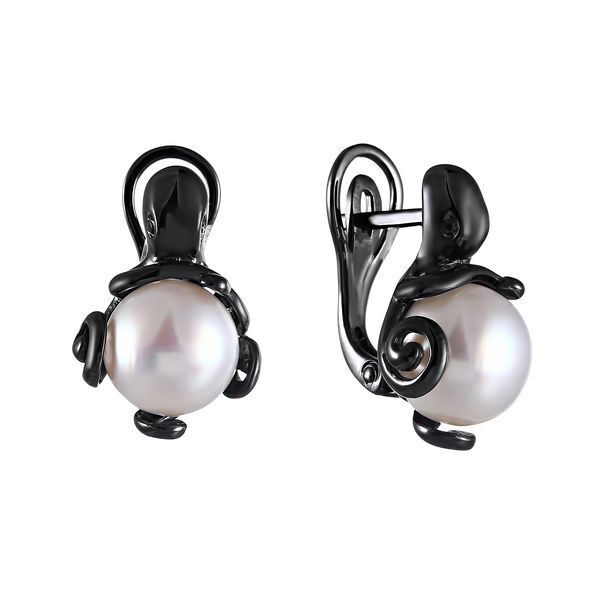 Серьги из серебра 925 пробы с культивированным жемчугом