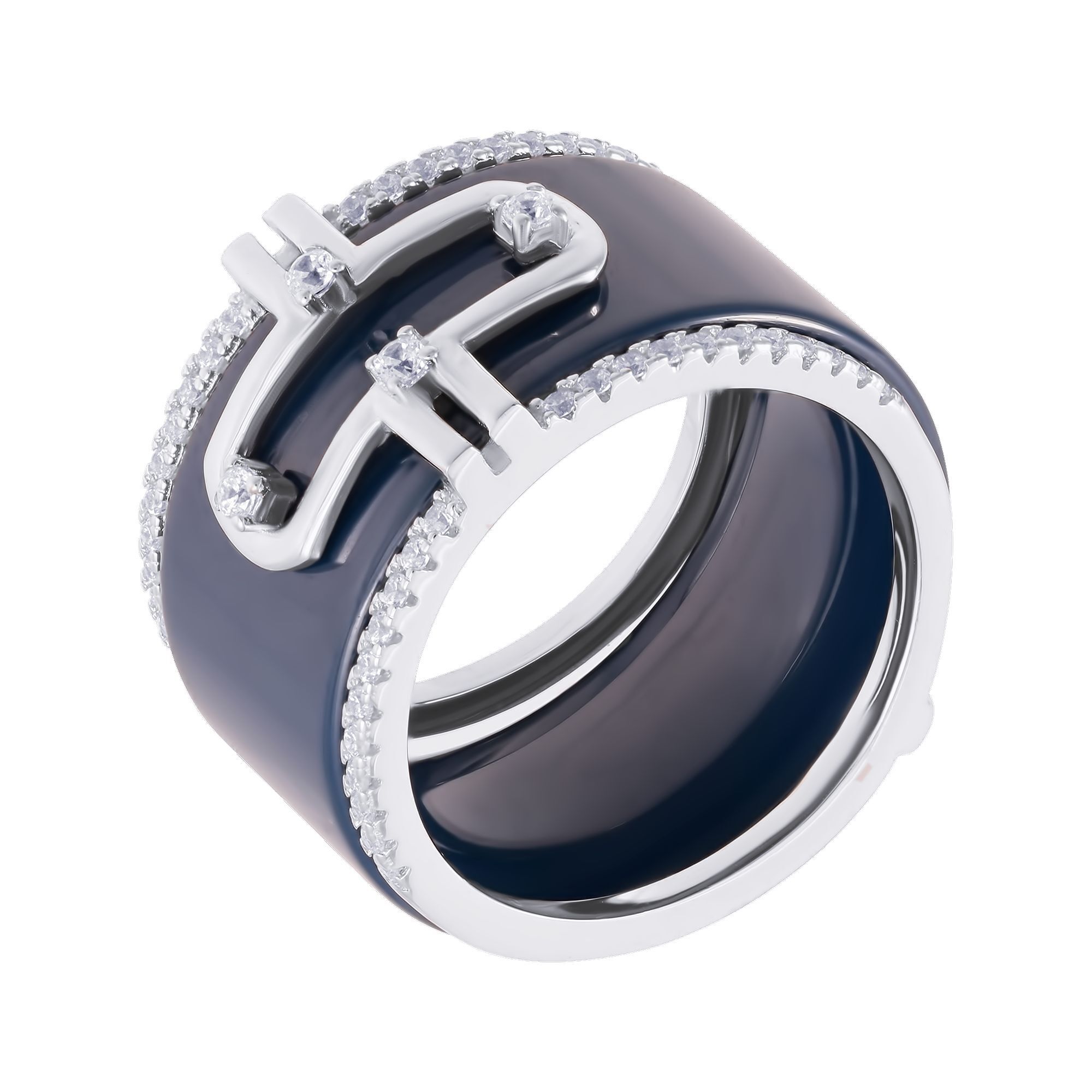 Кольцо из серебра 925 пробы с керамикой и фианитами (16,5)