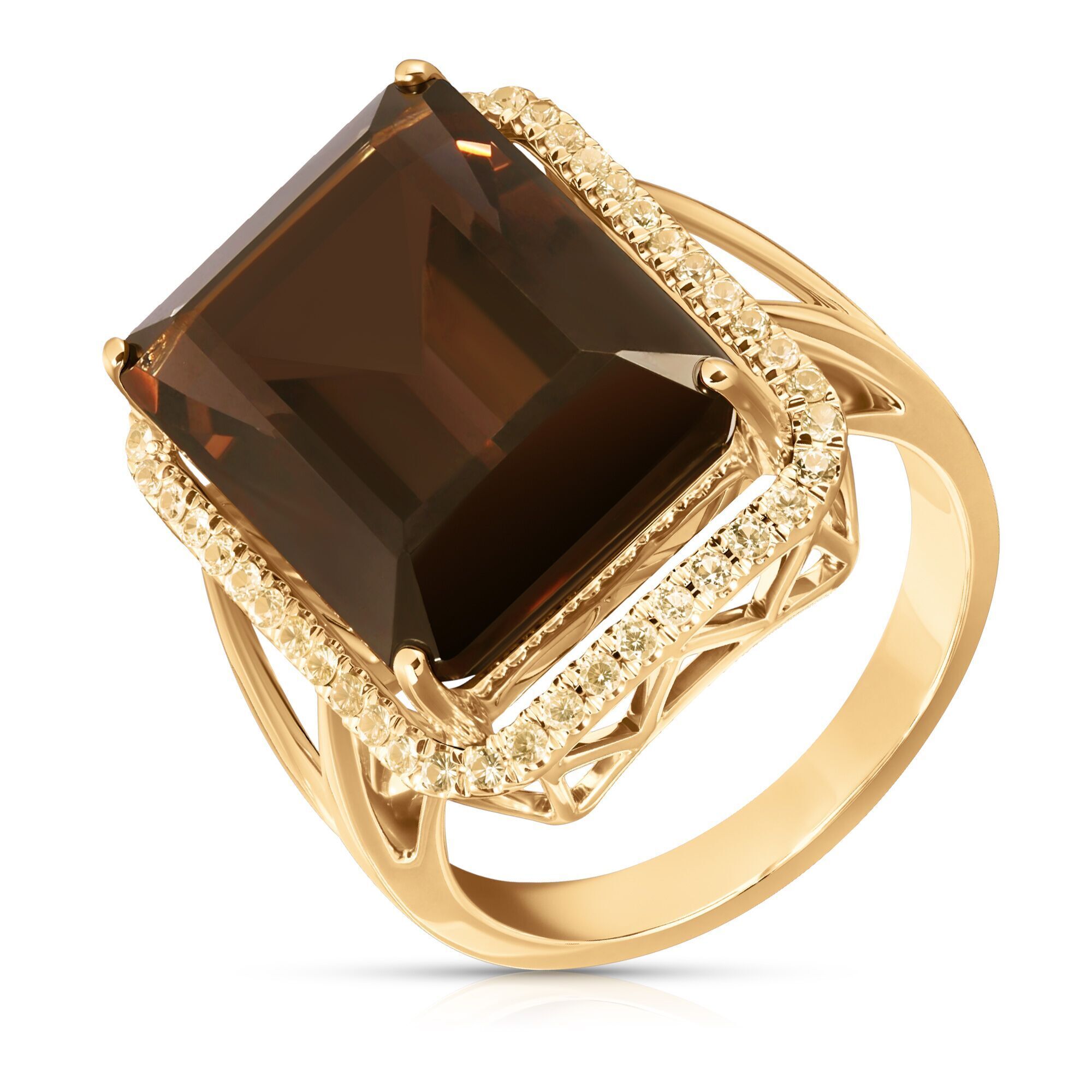 Кольцо из золота 585 пробы с сапфирами и раухтопазом (17)