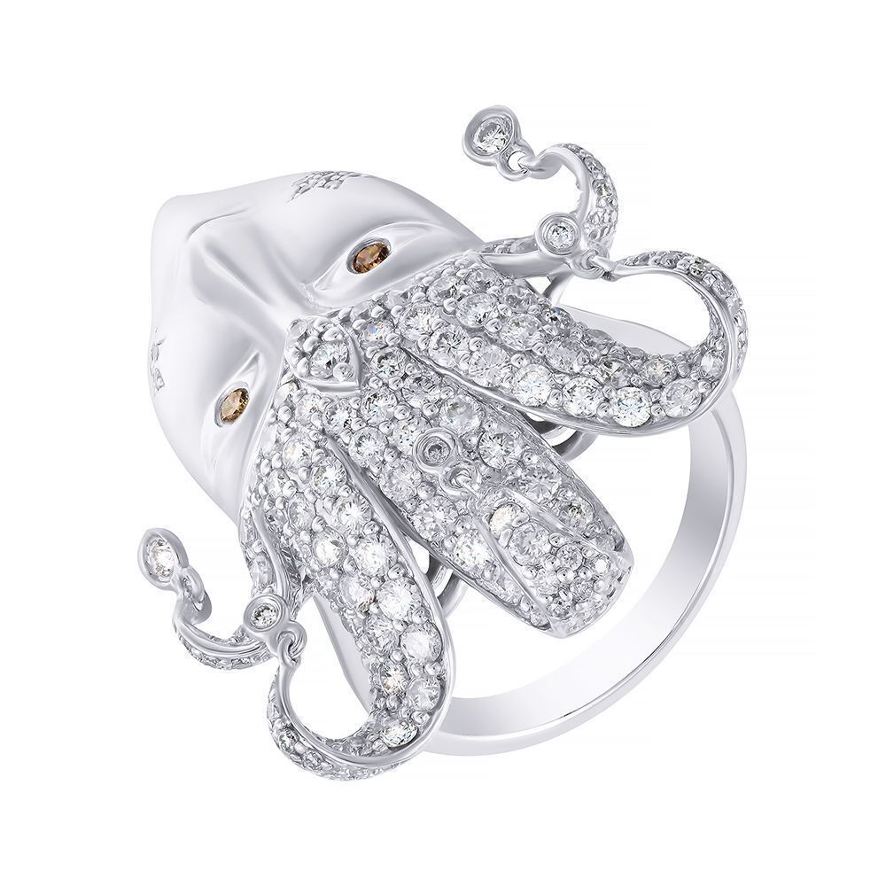 Кольцо из белого золота 585 пробы с бриллиантами (16,25)