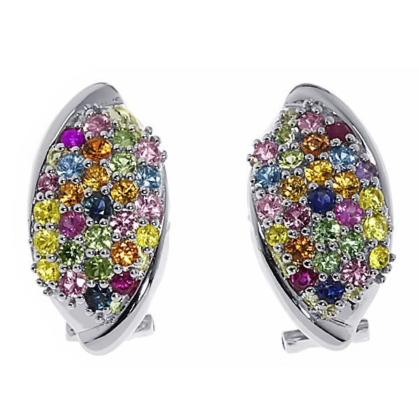 Серьги из серебра 925 пробы с сапфирами