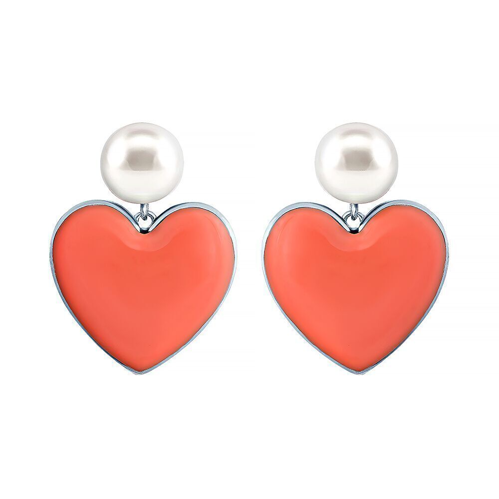 Серьги из серебра 925 пробы с культивированным жемчугом и эмалью