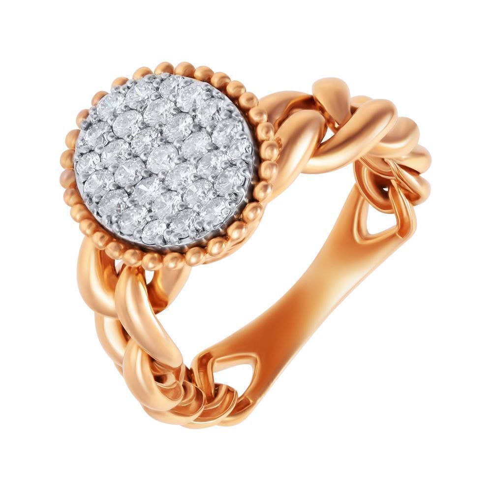Кольцо из розового золота 585 пробы с бриллиантами (17,5)