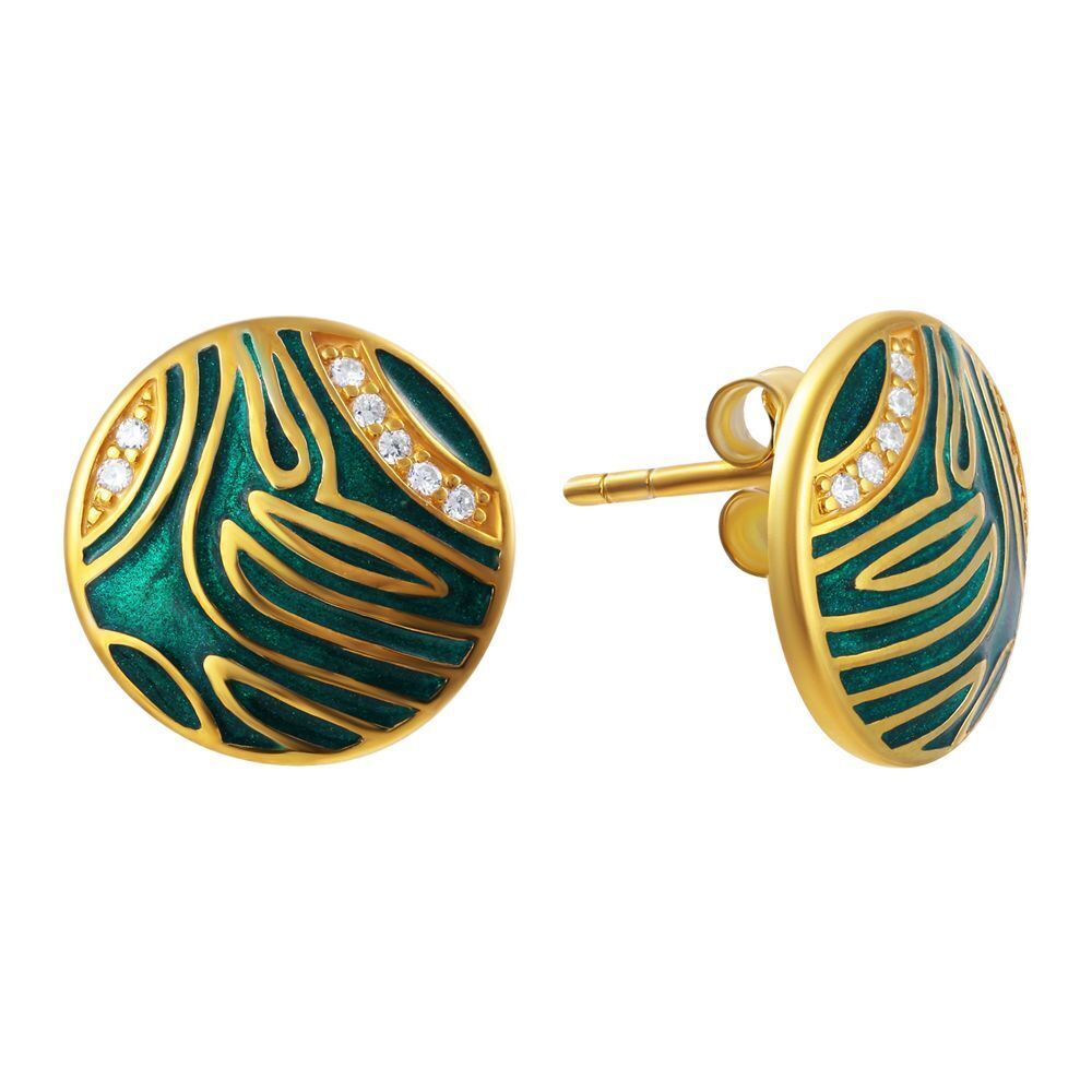 Серьги из серебра 925 пробы с эмалью и фианитами