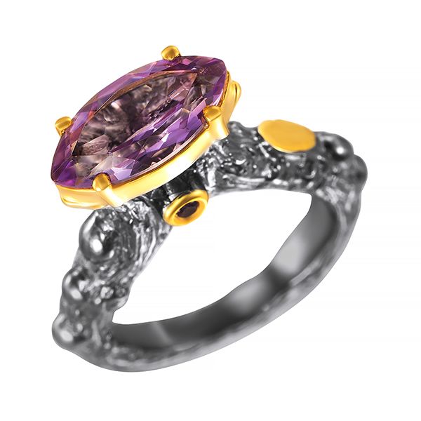 Кольцо из серебра 925 пробы с аметистами (17)