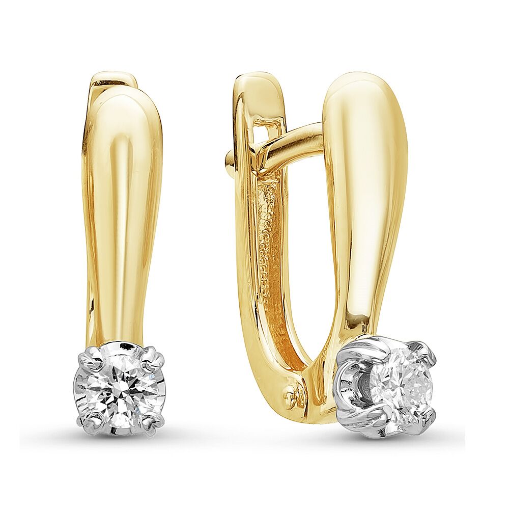 Серьги из золота 585 пробы и белого золота 585 пробы с бриллиантами