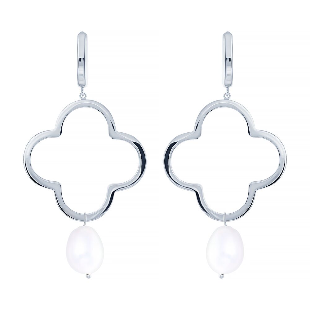 Серьги из серебра 925 пробы с культивированным жемчугом