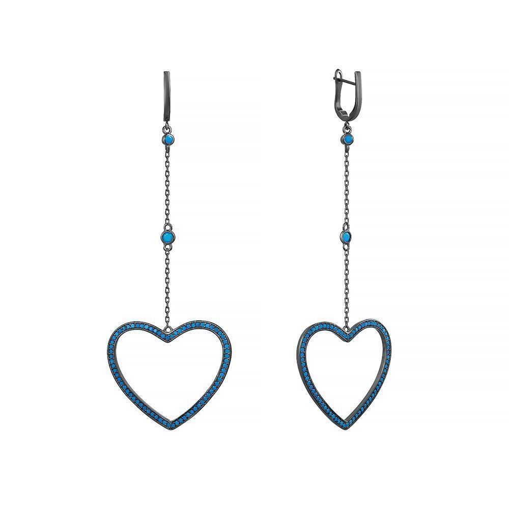 Серьги из серебра 925 пробы с фианитами
