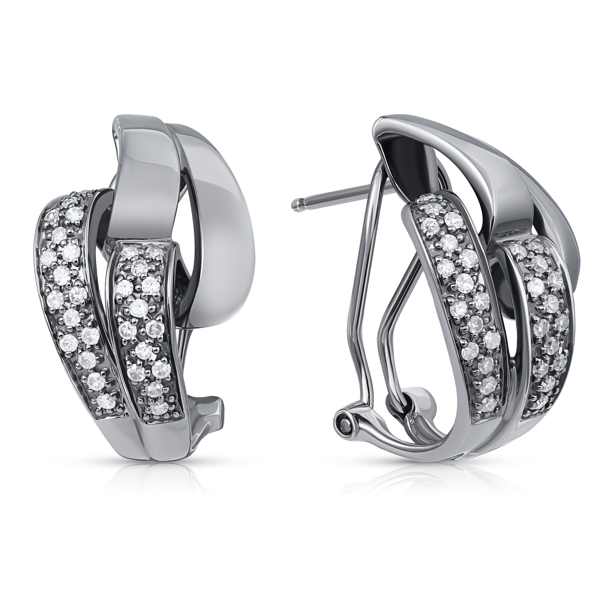 Серьги из черного золота 585 пробы с бриллиантами