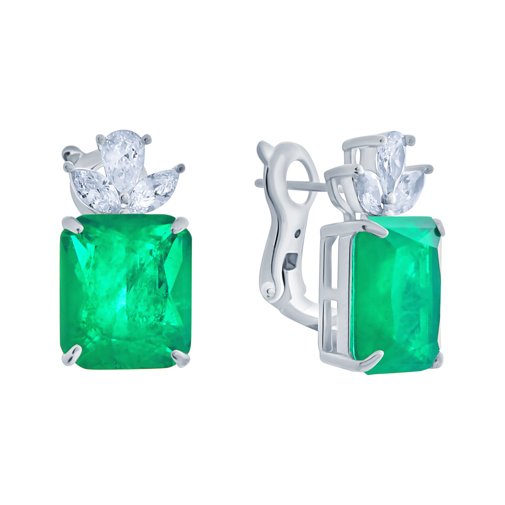 Серьги из серебра 925 пробы с фианитами