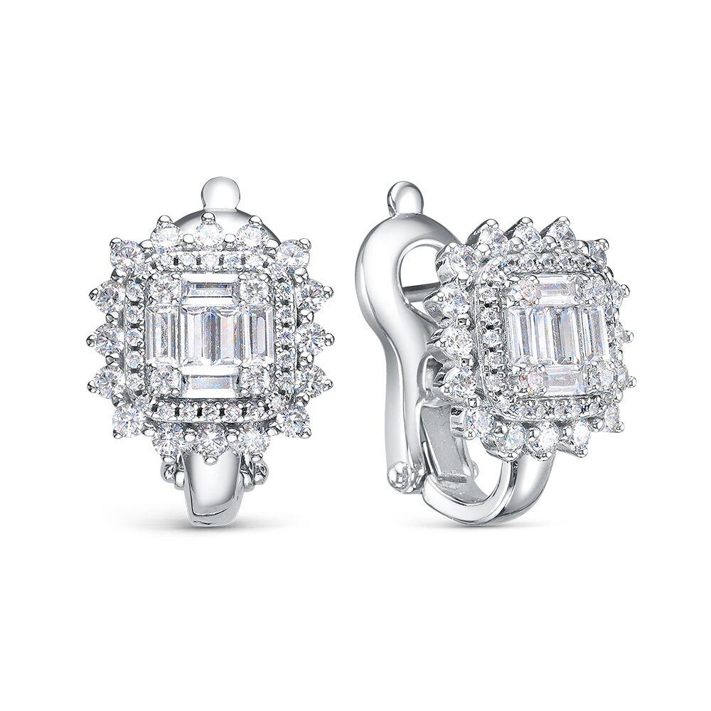 Серьги из серебра 925 пробы с фианитами
