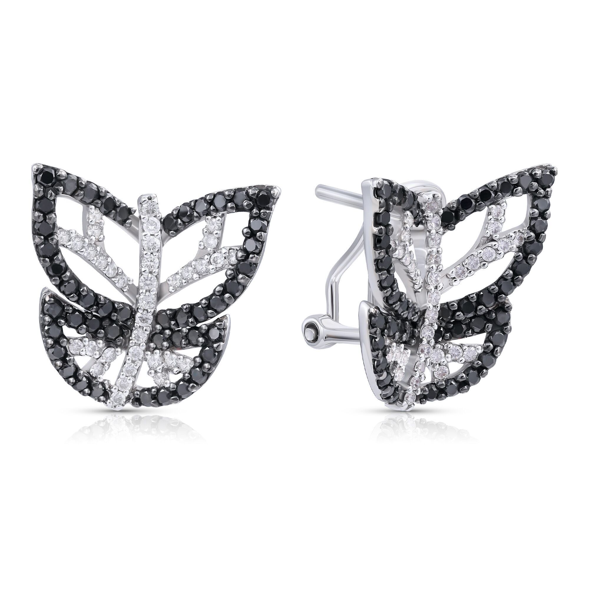 Серьги из белого золота 585 пробы с бриллиантами облагороженными