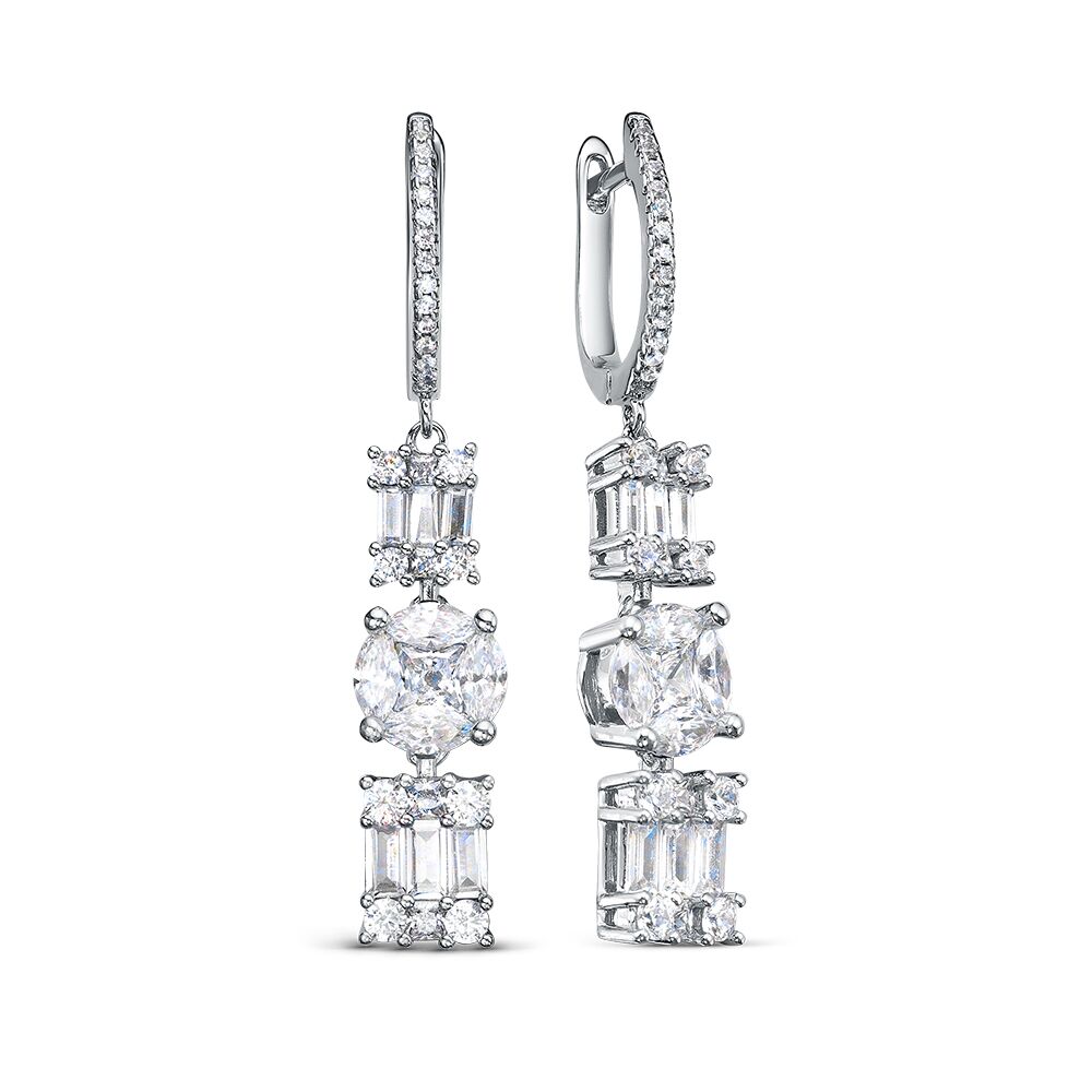 Серьги из серебра 925 пробы с фианитами