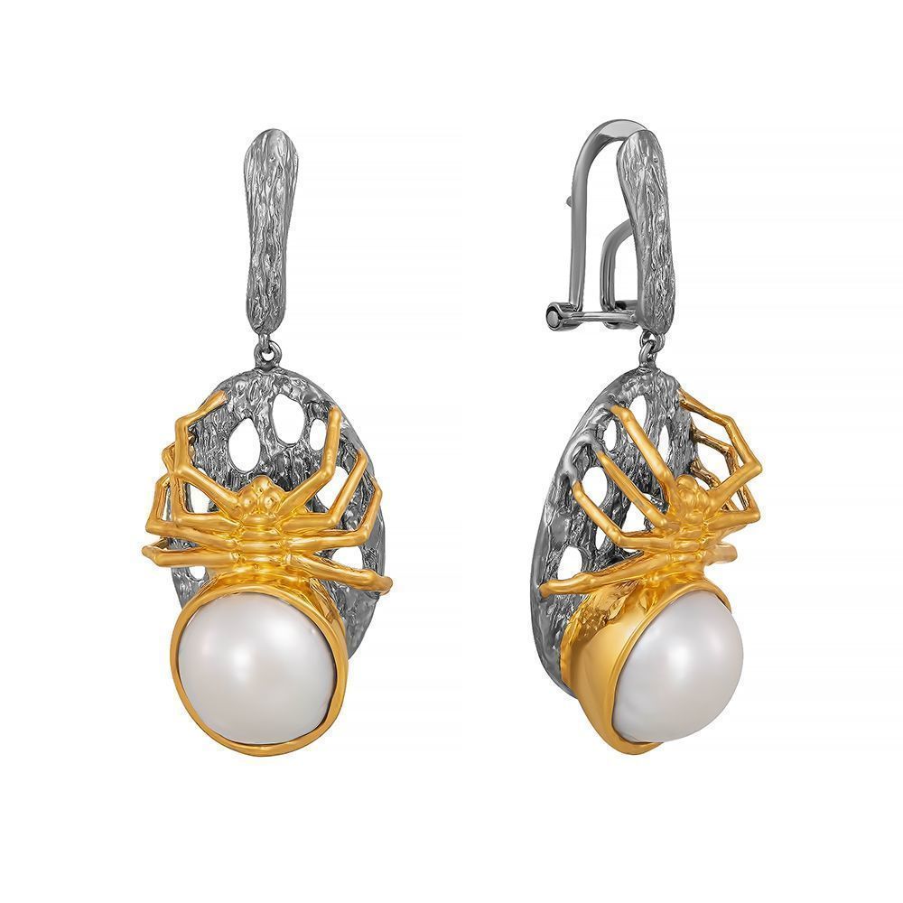Серьги из серебра 925 пробы с барочным жемчугом