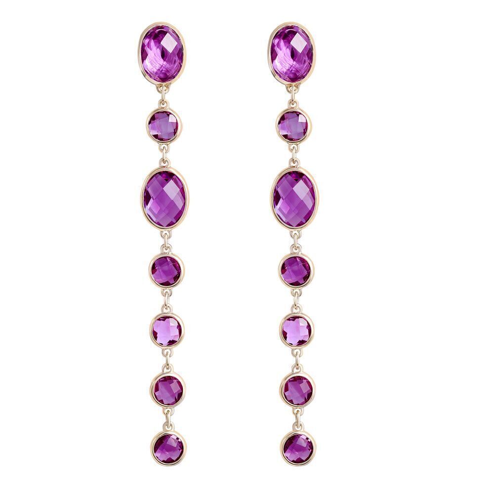 Серьги из золота 585 пробы с аметистами