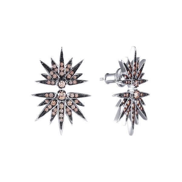 Серьги из серебра 925 пробы с фианитами