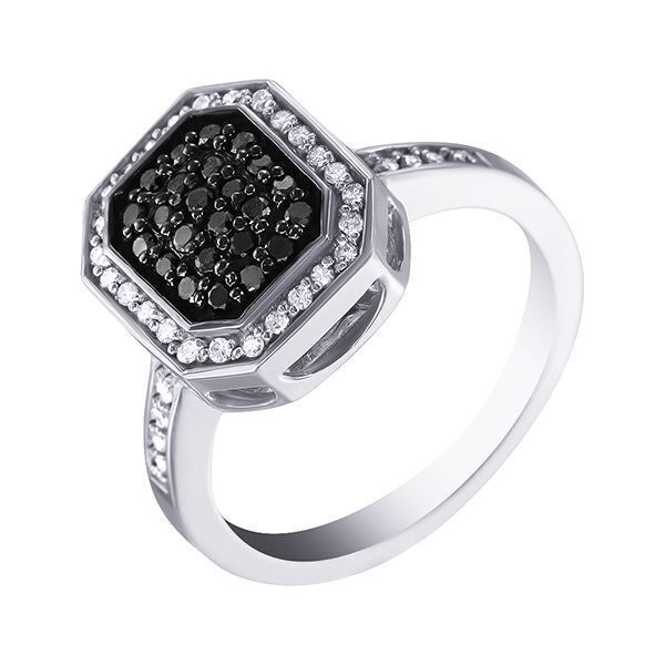 Кольцо с белыми и черными бриллиантами