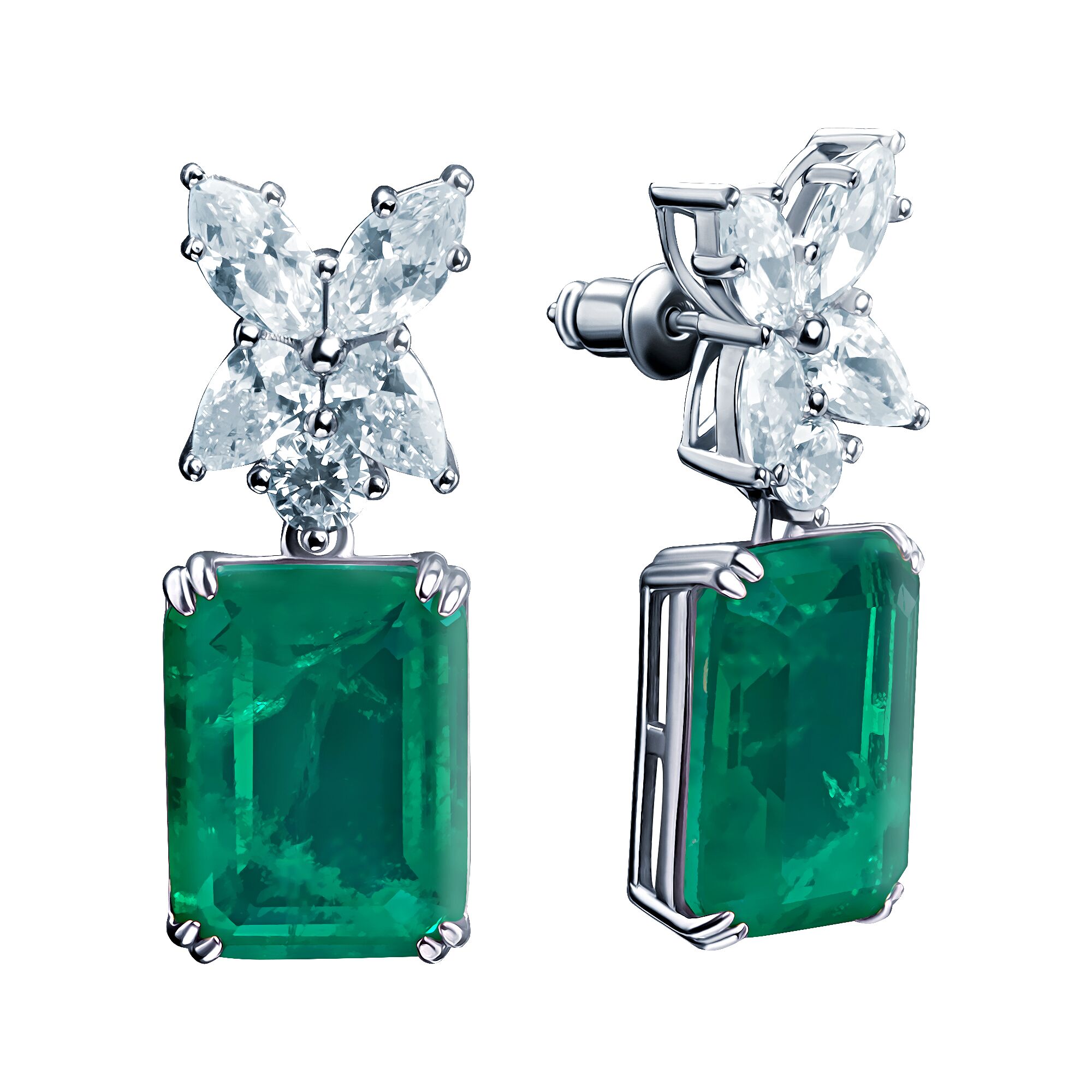 Серьги из серебра 925 пробы с фианитами