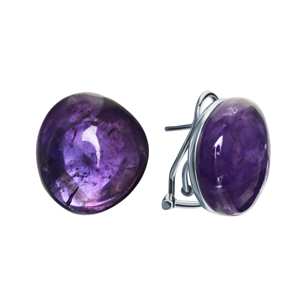 Серьги из серебра 925 пробы с аметистами