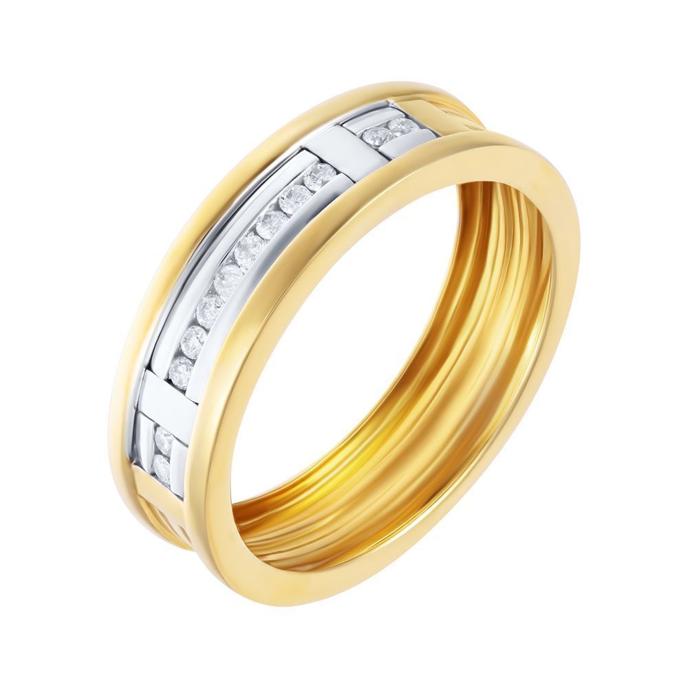 Кольцо из комбинированного золота 585 пробы с бриллиантами (20,5)