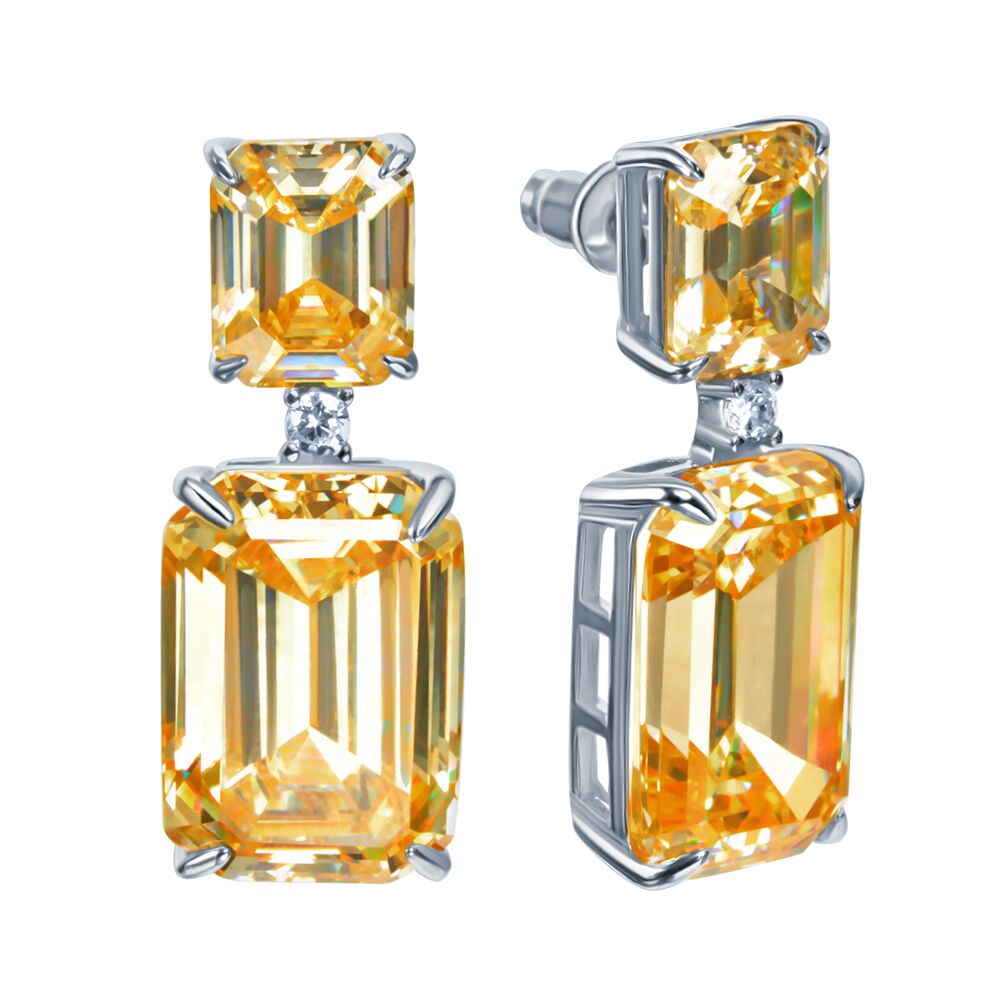 Серьги из серебра 925 пробы с фианитами