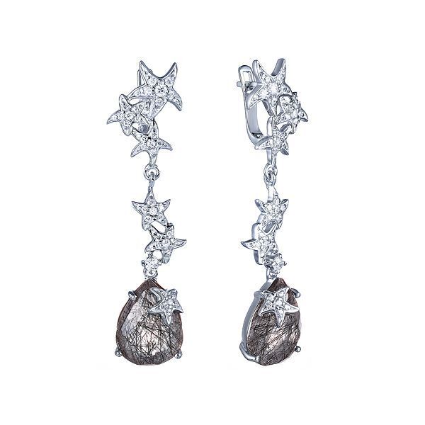 Серьги из серебра 925 пробы с фианитами