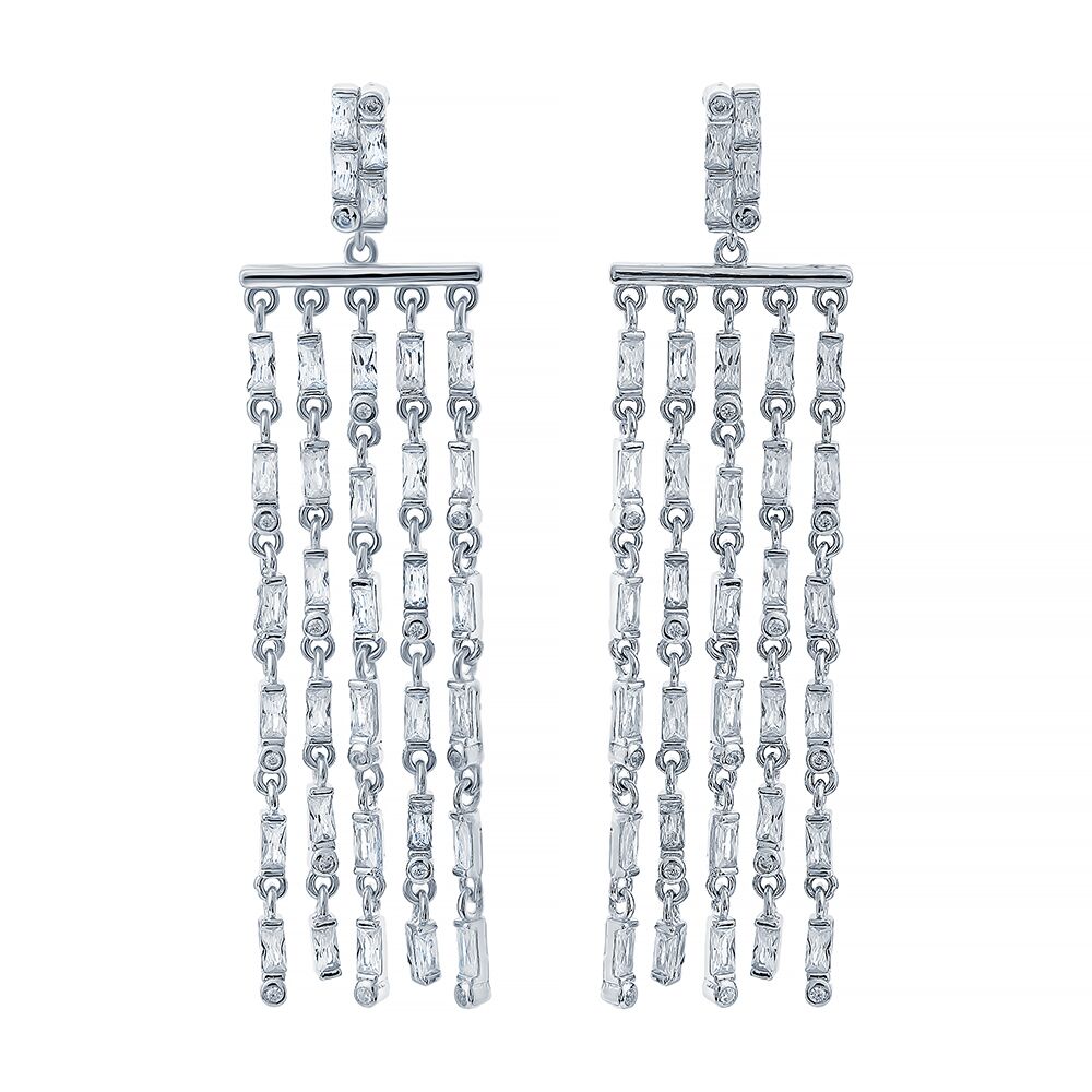 Серьги из серебра 925 пробы с фианитами