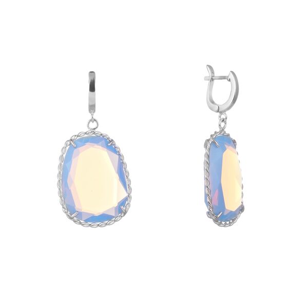 Серьги из серебра 925 пробы с ювелирным стеклом