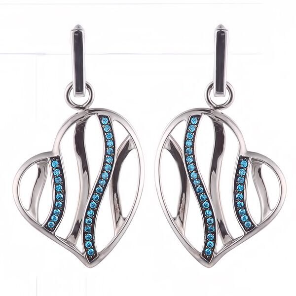 Серьги из серебра 925 пробы с фианитами