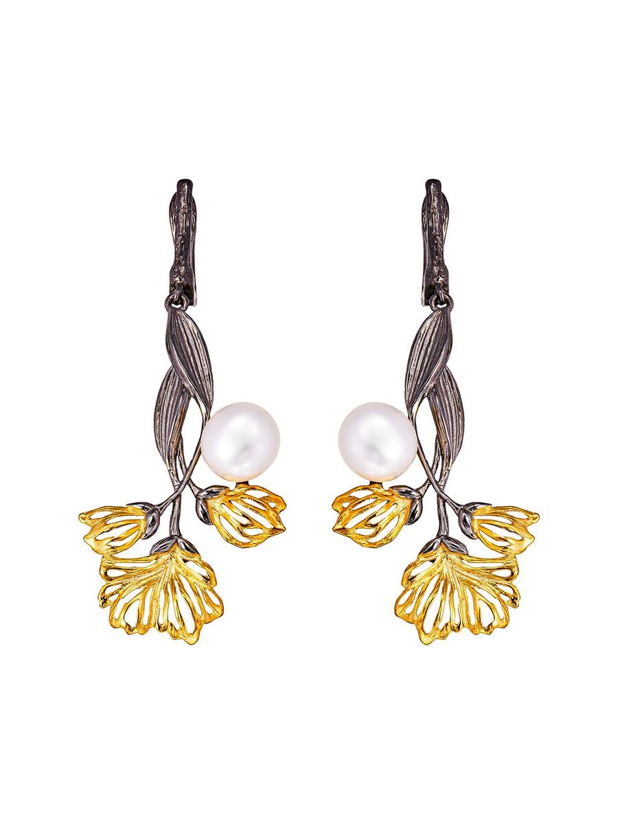 Серьги из серебра 925 пробы с барочным жемчугом