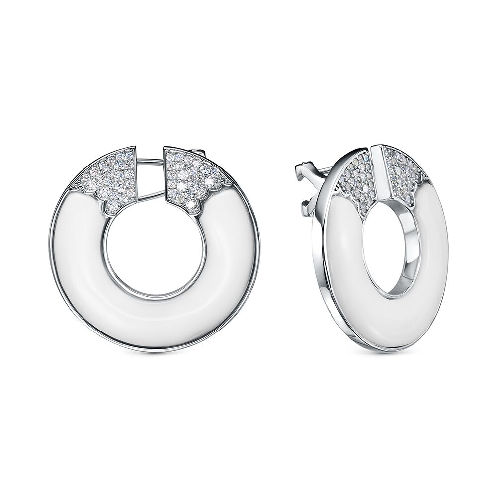 Серьги из серебра 925 пробы с агатом и фианитами