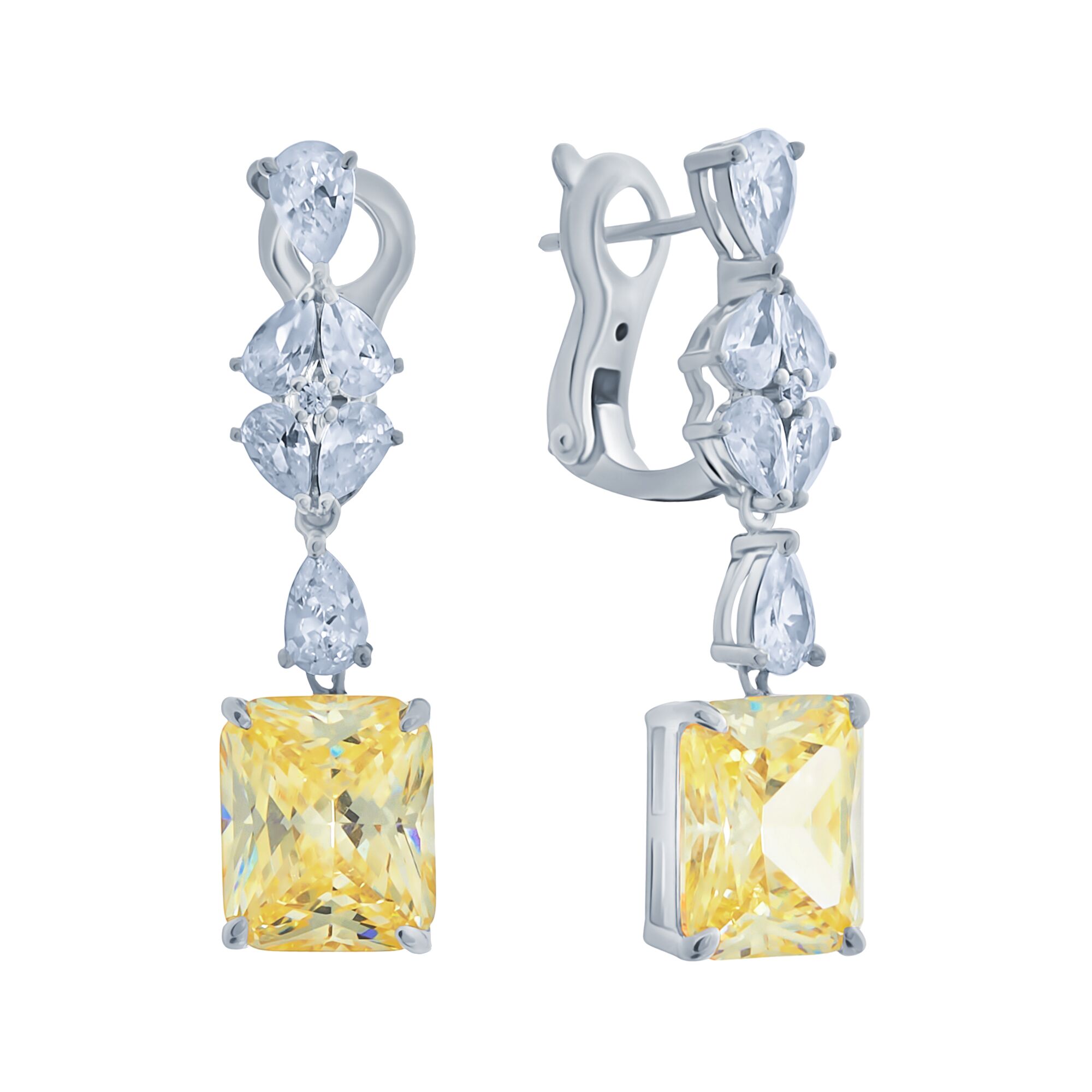 Серьги из серебра 925 пробы с фианитами