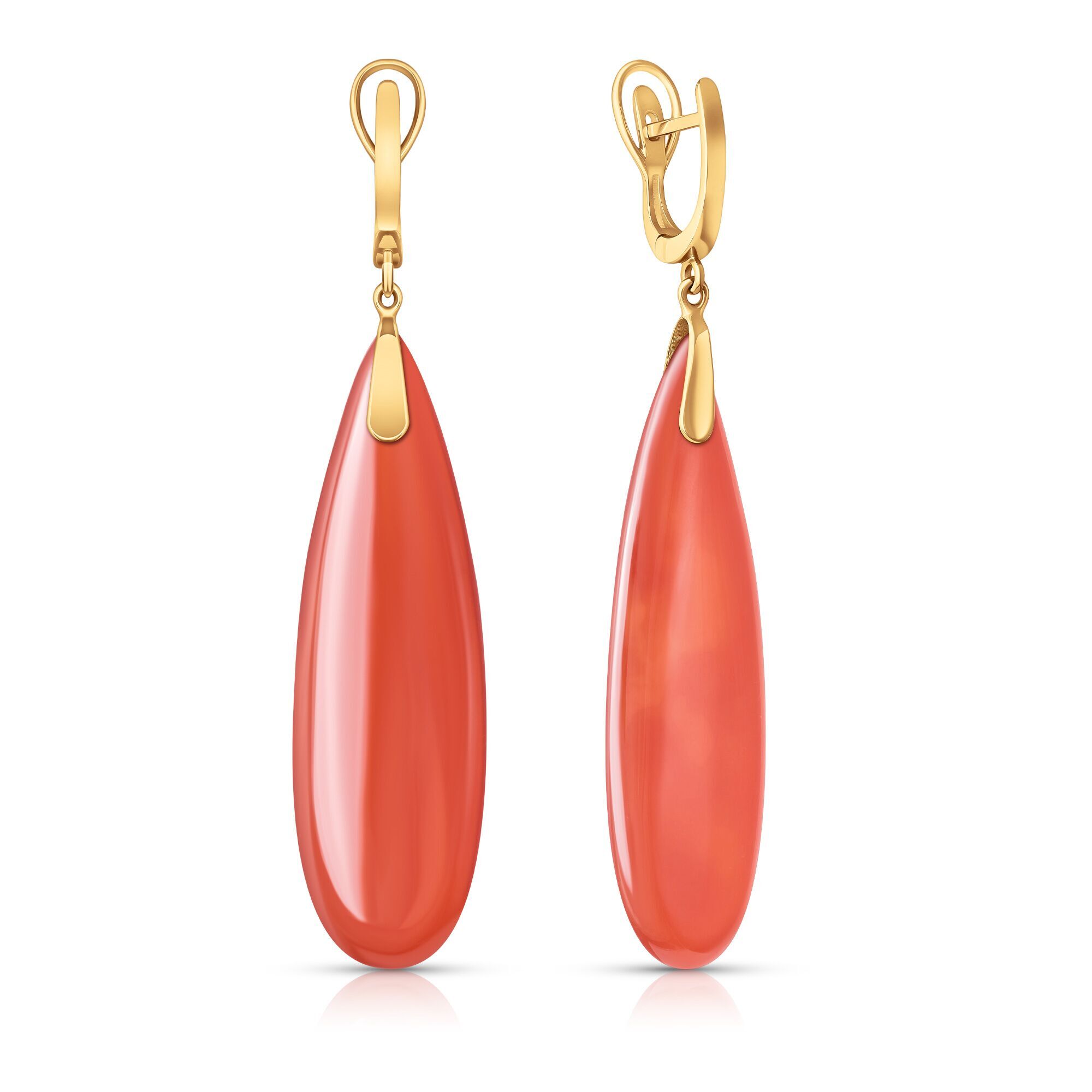 Серьги из золота 585 пробы с агатом