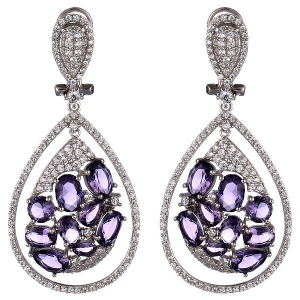 Серьги из серебра 925 пробы с фианитами