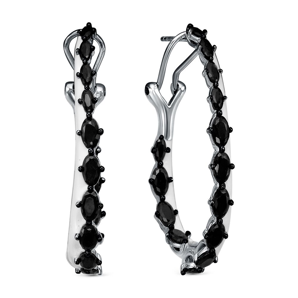 Серьги из серебра 925 пробы с шпинелью и эмалью