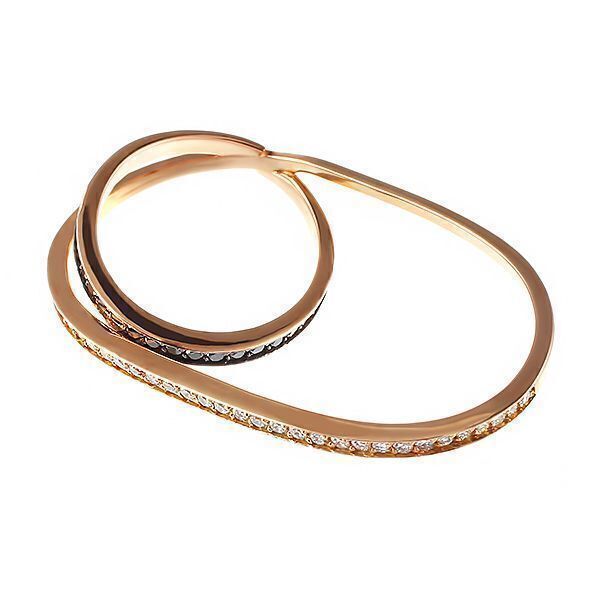 Кольцо из розового золота 750 пробы с бриллиантами облагороженными (17,5)