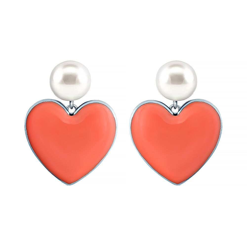 Серьги из серебра 925 пробы с культивированным жемчугом и эмалью
