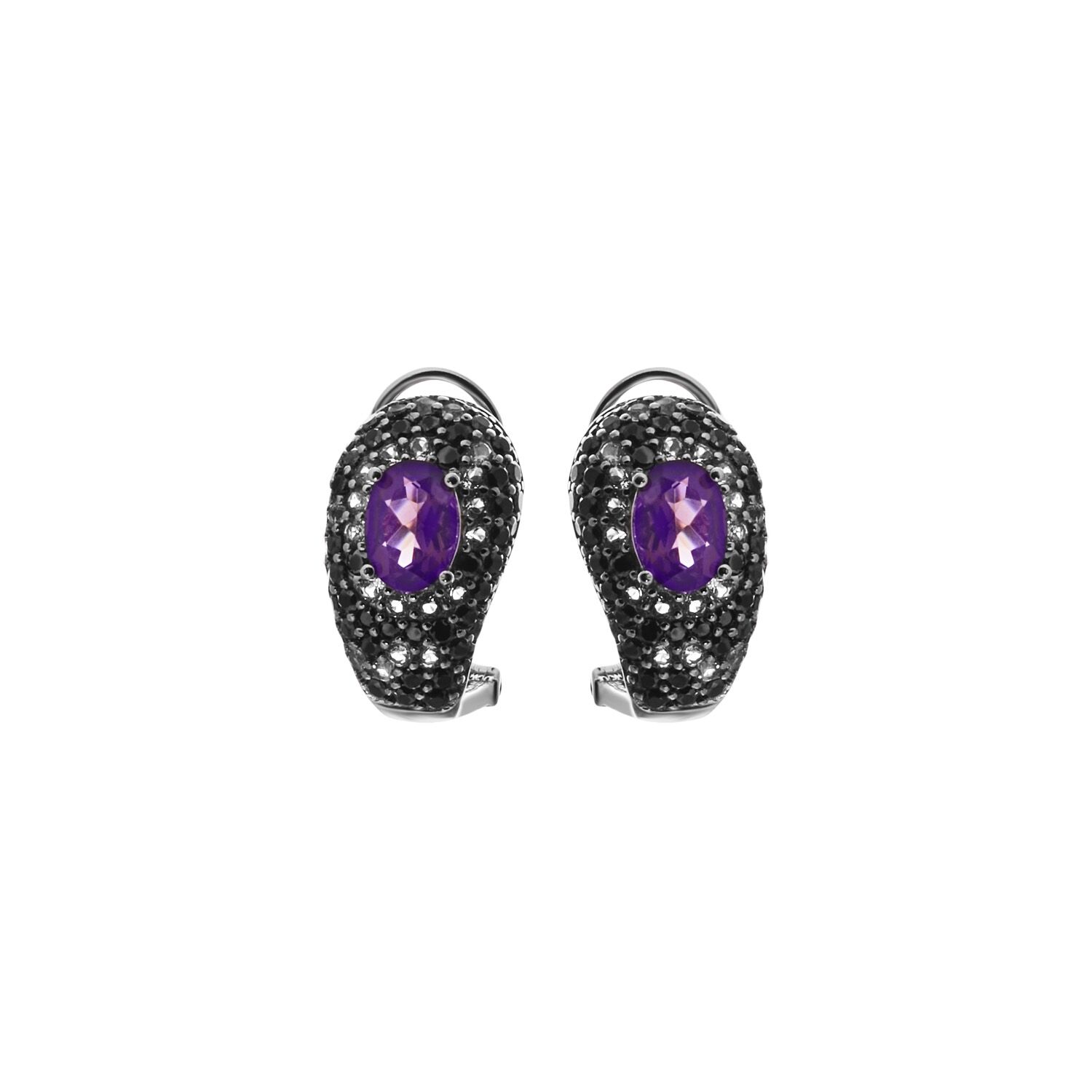 Серьги из серебра 925 пробы с аметистами и топазами