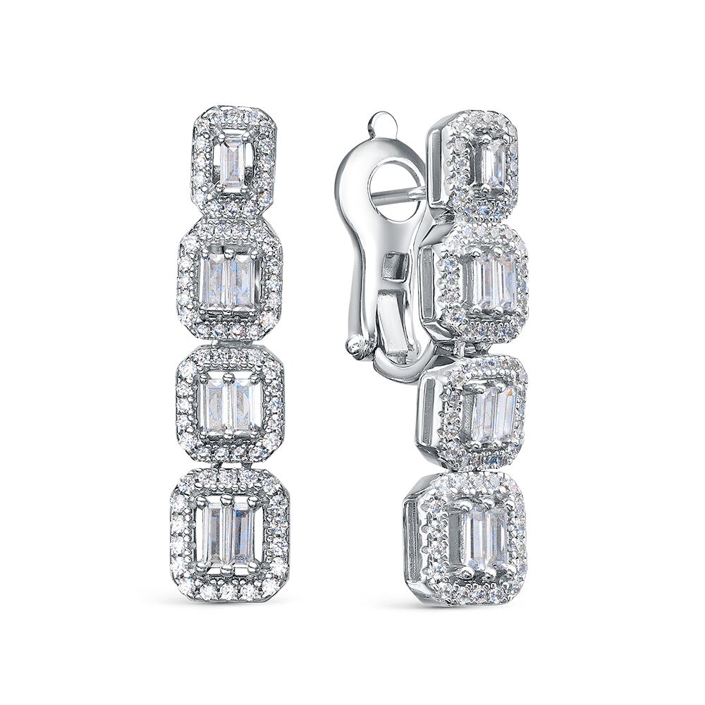 Серьги из серебра 925 пробы с фианитами