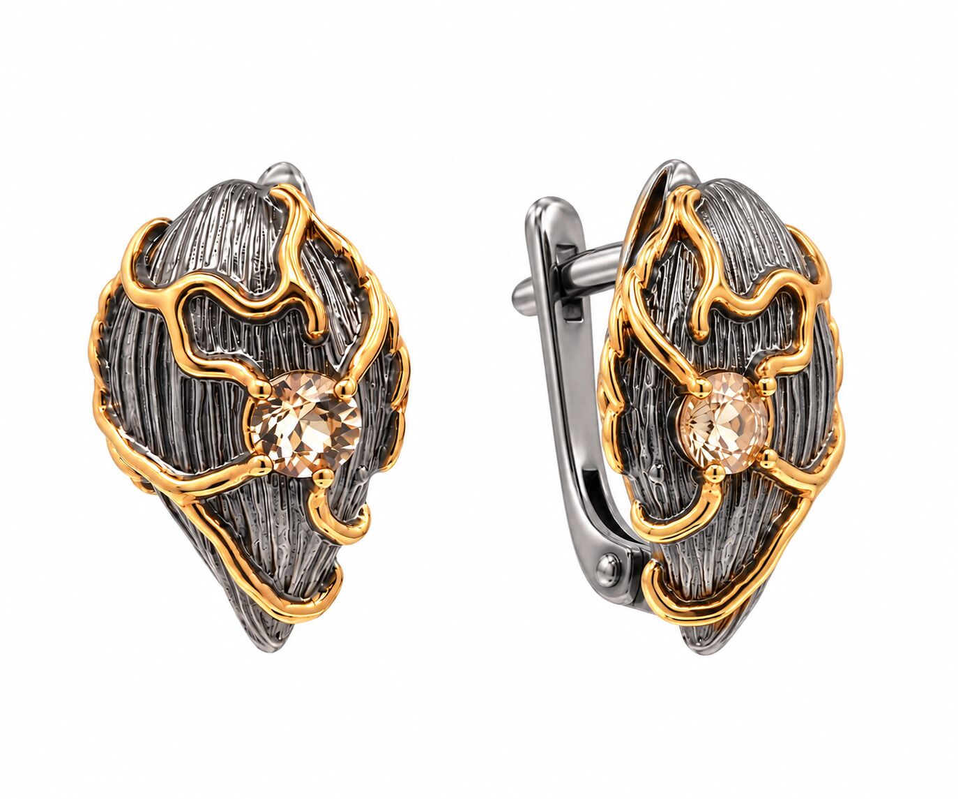 Серьги из серебра 925 пробы с цитринами