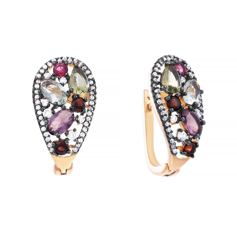 Серьги из серебра 925 пробы с фианитами