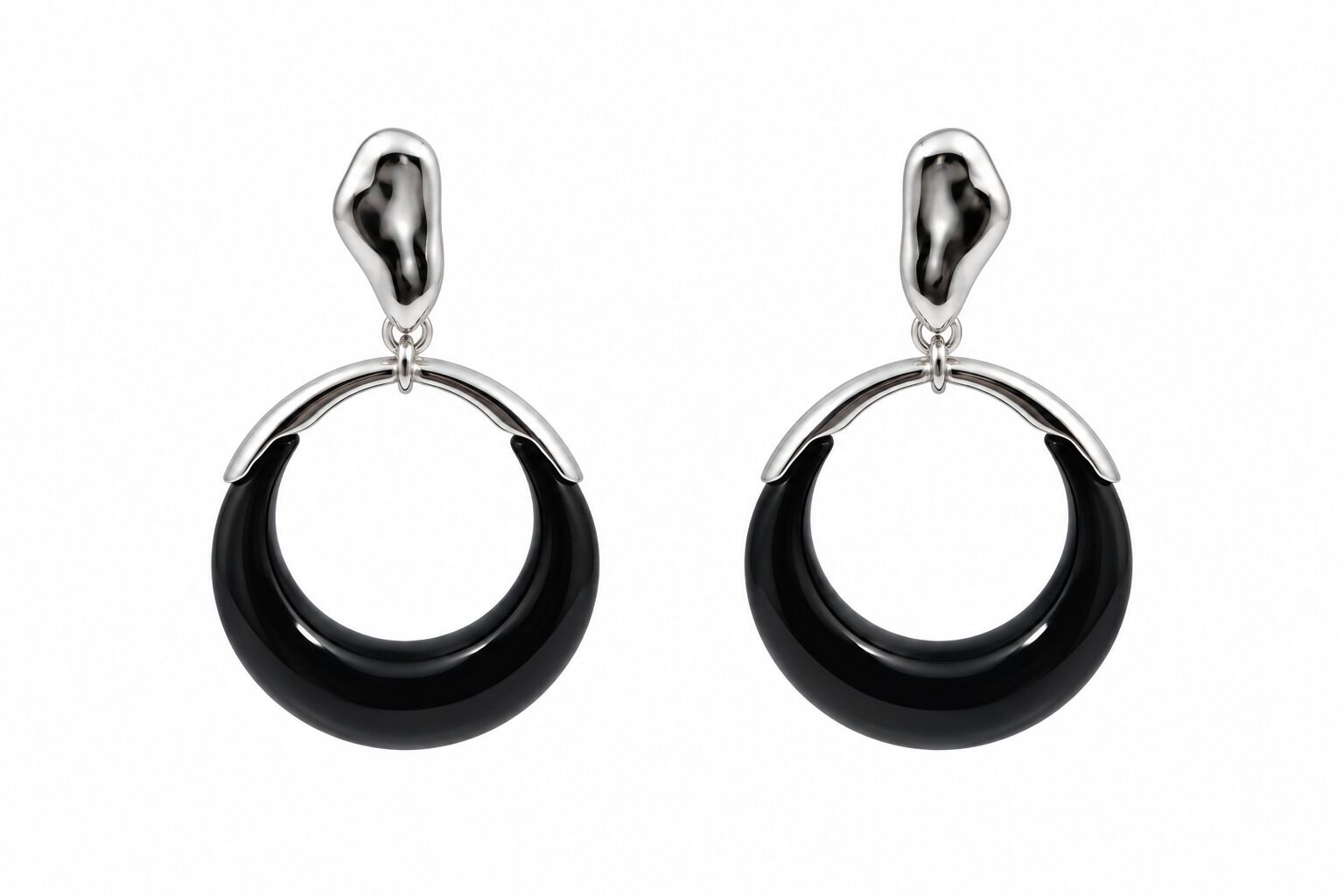 Серьги из серебра 925 пробы с ониксом
