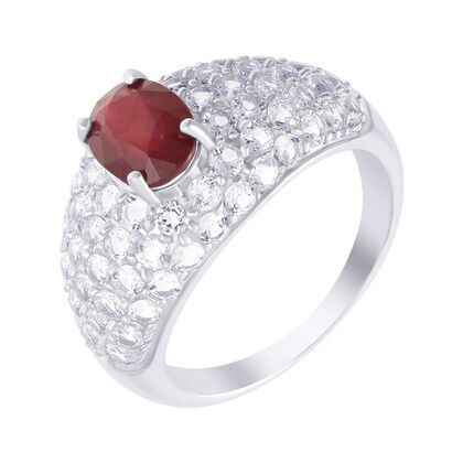 Кольцо из серебра 925 пробы с корундами и топазами (17,5)