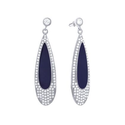 Серьги из серебра 925 пробы с эмалью и фианитами