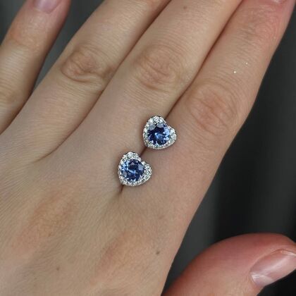 Серьги из белого золота 585 пробы с танзанитами и бриллиантами