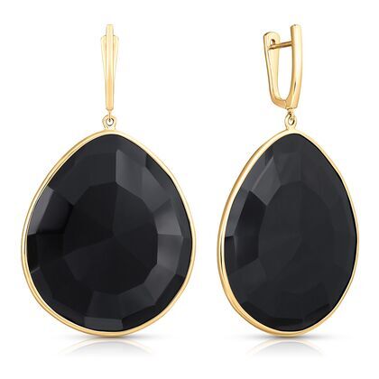 Серьги из золота 585 пробы с ониксом