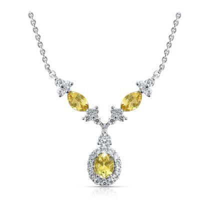 Колье из белого золота 585 пробы с бриллиантами и турмалинами