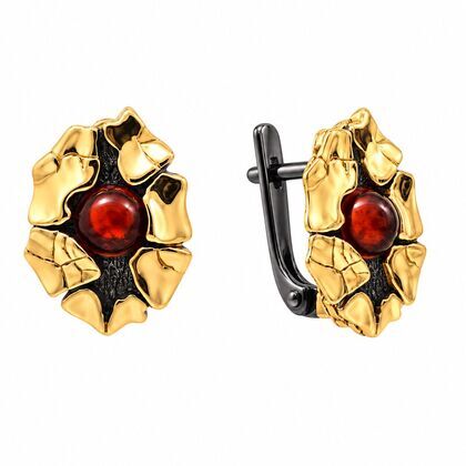 Серьги из серебра 925 пробы с гранатами