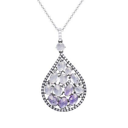 Колье из черного золота 585 пробы и белого золота 585 пробы с аметистами и бриллиантами